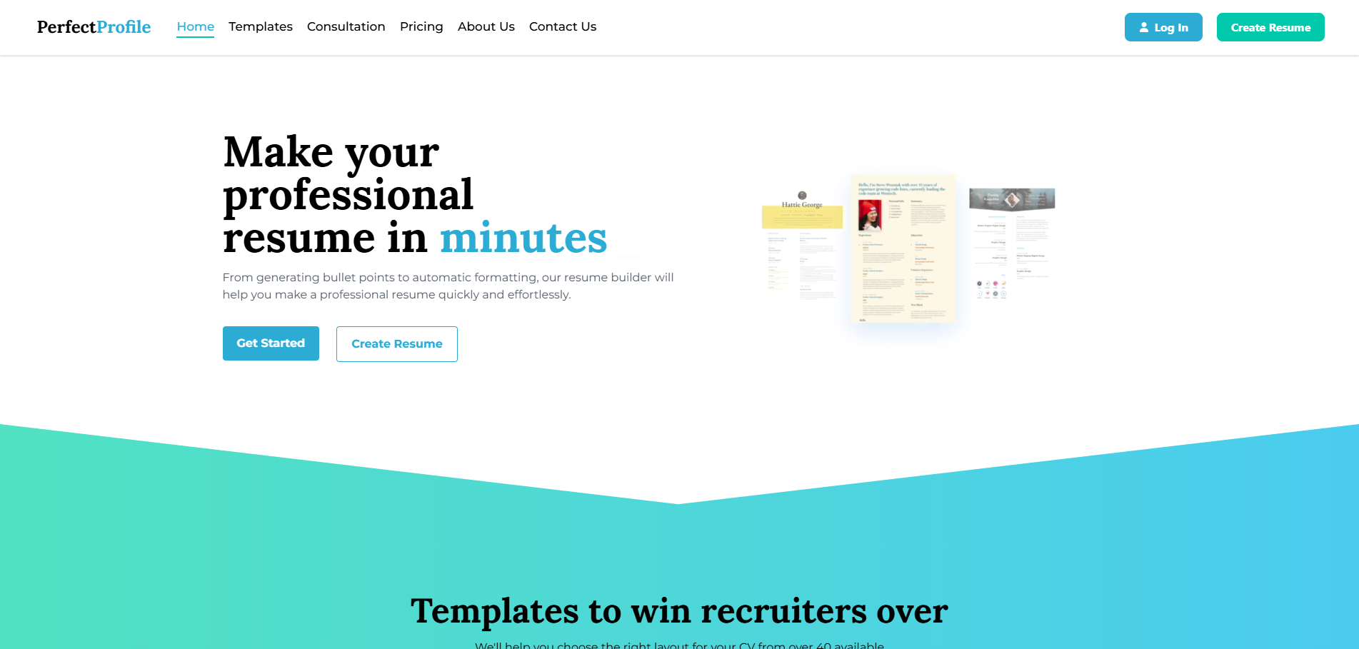Virtual Resume Builder Website